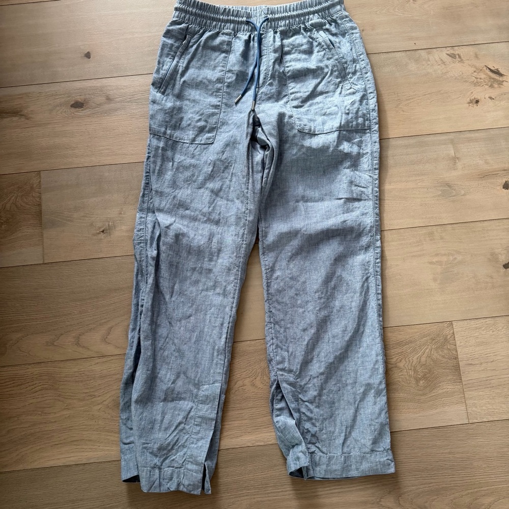 Athleta Retreat Linen High Rise Wide Leg Pant Sz XS